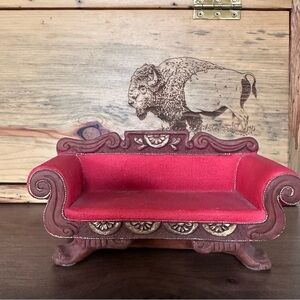 Stone Critters Vintage Miniature Red Sofa